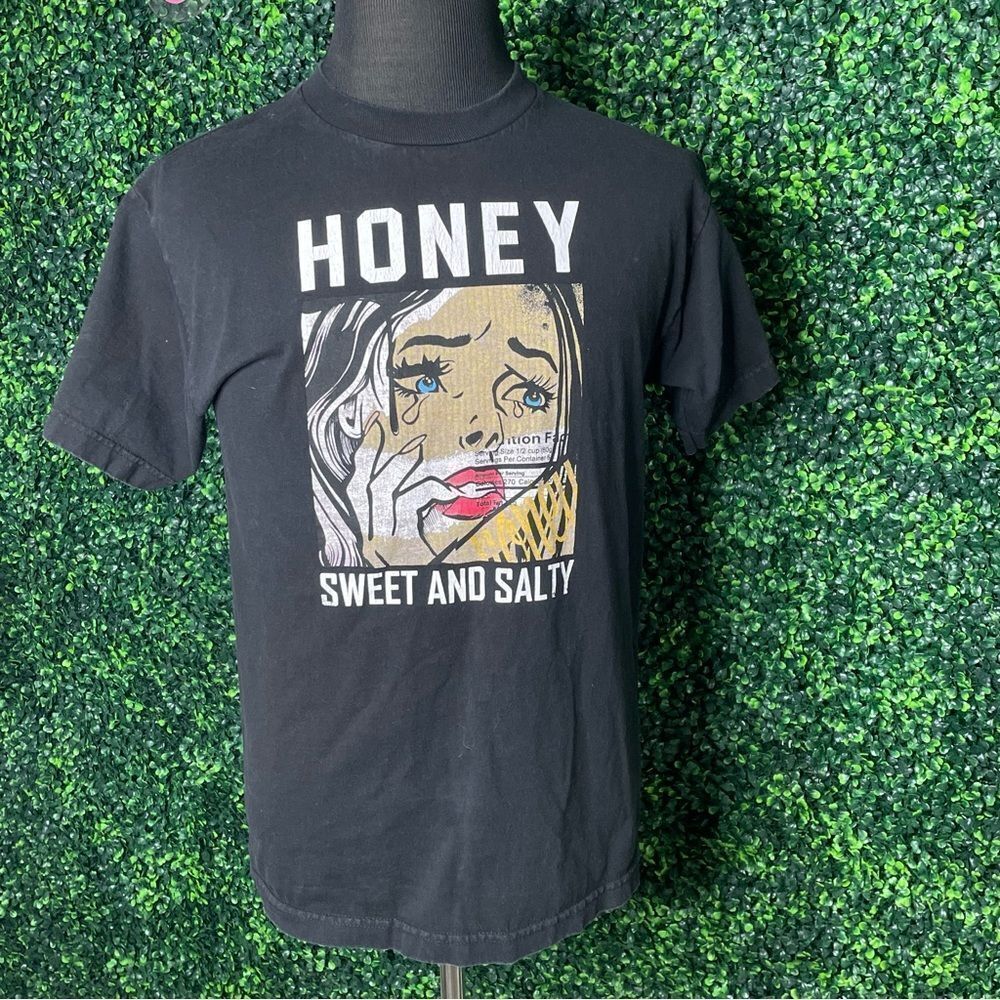 Honey Sweet And Salty Black Graphic T-shirt Sz M